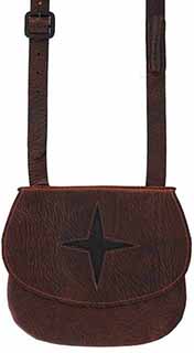 Medium Primitive Hunter's Pouch,
elk tanned leather, 9" by 9",
star inlay, leather strap Medium Primitive Hunter's Pouch,
elk tanned leather, 9" by 9",
star inlay, leather strap